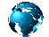 Twenty-five blue pixelated globe icons arranged in a , each showing different Earth views with varying landmass visibility and pixel density