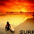 A pixelated animated buddy icon showing a surfer silhouette at sunset with the word "SURF" below, displayed as two side-by-side frames in a contact sheet layout.
