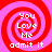 Four identical pixelated spiral patterns with red and pink hues, each containing text reading "You Love Me admit it" in white block letters.