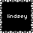 Black background with white and gray pixelated border, four instances of the word 'lindsey' in lowercase white text arranged in a