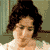 Animated sequence of a woman and man in period clothing with changing facial expressions against a muted green background.