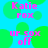 Pixelated text and green circles on a blue background, with alternating pink text reading "Katie rox" and "ur sox off" in four quadrants.