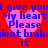 Red background with four pink hearts and blue text reading 'I give you My heart Please don't break it' in pixelated font.