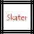 six square with black borders, some containing red or gray text like "Skater," "Chick," and "LyFe"; two central show the number 4 in red and gray
