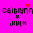 Pixelated text 'caitlynn caitlynn' and 'jake jake' on bright pink background with red heart and starburst symbols above each name.