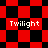 Red and black checkered pattern with "Twilight" text in white pixelated font across four distinct layouts