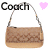 Animated contact sheet of Coach handbag designs with pink heart accents and varying patterns across eight frames.