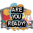 Pixelated cartoon characters on a bench with text overlays changing from 'ARE YOU READY?' to '8 HANDS ARE BETTER THAN 2' while the central character's pose shifts.