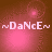 ~DaNcE~ text in white pixelated font on brown background with pink light effects; four identical frames show no visible animation changes.