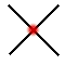 nine X-shaped and linear pixel art icons with central glowing dots in red, pink, or white on black lines against a white background