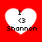 Four identical white heart-shaped icons on red background with black text 'I <3 Shannon' inside each heart.