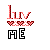 Pixelated red text 'lun' above four pixel hearts, with black blocky letters 'ME' below on white background.