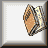 A pixelated book icon with a brown cover and yellowed pages, shown in three sequential views: closed, partially open, and fully open to reveal text and an embedded photo.