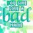 Static image with repeated text elements in teal and green on a striped background, featuring 'YOU GIVE LOVE A BAD NAME' phrases.