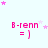 Pink 'B-renn = )' text with pink stars on light blue background, animated star positions across frames.