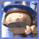 Pixelated cartoon character with blue helmet and armor, light skin, large eyes, brown hair visible under helmet, wearing dark gray mouth covering in some frames.
