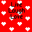 Red background with white pixelated hearts and black text reading "Live Laugh Love" in three , repeated across the image