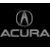 A static image split into two sections: left side shows a grayscale Acura logo on black background, right side displays green pixelated text 'Original Icons .com' on dark green background.
