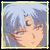 Pixelated anime-style character with silver hair and closed eyes, displayed in a yellow-bordered frame on black background.