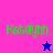 Green text 'Katelynn' on pink and purple backgrounds with blue star and pink star icons below the text in different