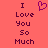 A static pixel art image with a solid coral background displaying the text "I Love You So Much" in dark purple block letters and a small heart symbol above the word "Love."