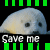 Two pixelated seal heads with green bars above and below, displaying 'Save me' text in white block letters.