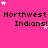 A bright pink background displays repeated 'Northwest Indians!' text with scattered white and light pink stars, partially obscured by a gray rectangle in the bottom-right corner.