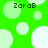 Green background with light green and white circles; four instances of 'ZaraB' text in pixelated font; visible animation changes in circle positions and partial circle shapes across frames.