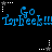 Blue pixelated text 'Go TarHeel!!!' repeated across a black background with white and gray star-shaped cursor icons in various positions.