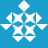 White pixelated snowflake with six symmetrical arms on solid blue background, rendered in low-resolution digital style.
