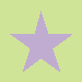 Two pixelated star shapes on a light green background, one purple and one white.