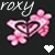 Animated contact sheet showing two frames of a pink floral icon with heart motifs and 'roxy' text above, featuring subtle animation changes between frames.