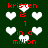 Red text on dark green background with white heart shapes, displaying 'kristen is 1 in a million' repeated across the image.