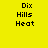 Four display the text 'Dix Hills Heat' in pixelated font against yellow, gray, blue, and brown backgrounds
