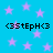 A static image with a bright cyan background filled with scattered light purple stars, featuring four identical black text strings reading '<35tEpH<3' arranged in two