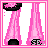 Pixel art of nine buddy icons featuring a character with pink hair accessories, checkered top, and pink pants; repeated 'vixen' text in pink pixelated font on white backgrounds