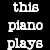 Black and white pixelated text split across two , with 'this piano plays' on the left and 'bad song' on the right