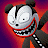 A pixelated cartoon character with a wide grin and red accents on the left side of a split-screen image, next to green text reading "Original Icons .com" on a dark background.