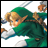 A pixelated contact sheet showing two frames of an animated buddy icon featuring a green-clad character with blonde hair and pointed ears, alongside text reading "Anime IM" and "COM" on a black background.
