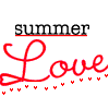 Static image with 'summer' text underlined in red above 'Love' written in red cursive script, surrounded by small red hearts.