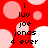 Red background with pink and white circles; black text reads 'i luv joe jonas 4 ever' in pixelated font across four