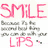 Pixelated pink text 'SMILE' at top, gray pixelated shapes in middle, and pink text 'LPS' with a small dot below right; all on white background.
