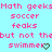 Pixelated text repeats across a cyan background with small green heart and downward arrow symbols replacing 'swimmer' text in some