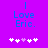 Purple background with blue text reading "I Love Eric." and five white/pink pixelated hearts below.