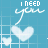 A repeating pattern of white hearts and 'I NEED YOU' text on a light blue background with subtle animation