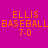 Pixelated orange text on magenta background displays 'ELLIS BASEBALL 7-0' with white rectangular overlays shifting across the text in different positions.