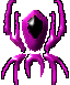Animated purple spider icon with black eyes and white highlights, displaying sequential motion