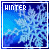 Pixelated blue snowflake icon with 'HINTER' text in top-left corner, framed by white border on blue gradient background.