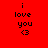 Red and dark red background with black text 'i love you <3' in pixelated font, split into two vertical sections.