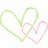 Animated icon with multiple heart shapes in various colors and styles, including outlined hearts, solid hearts, and a of colored circles
